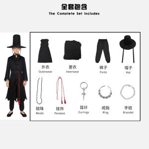 Kids Two Style Anime Jinu Cosplay Costumes Demon Hunter Saja Boy Kpop Your Idol Song Stage Magic Black Clothing Halloween Boys
