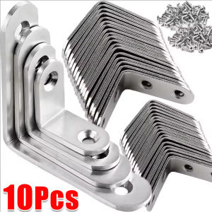 10/20pcs Right Angle L Bracket Brace / Stainless Steel 90 Degree Joint Angle Brackets with Screws / Heavy Duty Metal Shelf Corner Support Fastener