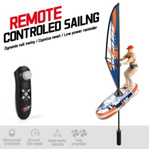 2.4G Electric Remote Control Racing Sailboat Frequency With Light Waterproof High Speed Endurance RC Boat Childrens Water Toys