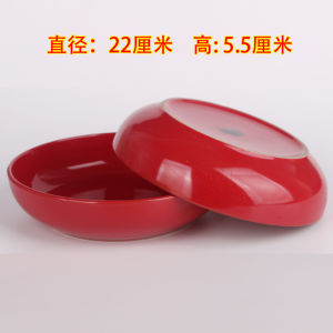 ชามพอร์ซเลนทรงกลมสไตล์เกาหลีเคลือบสีแดงชามขนาดใหญ่สําหรับเบเกอรี่ฝูเจี้ยนชามสลัดผลไม้อิสระยิงจริง