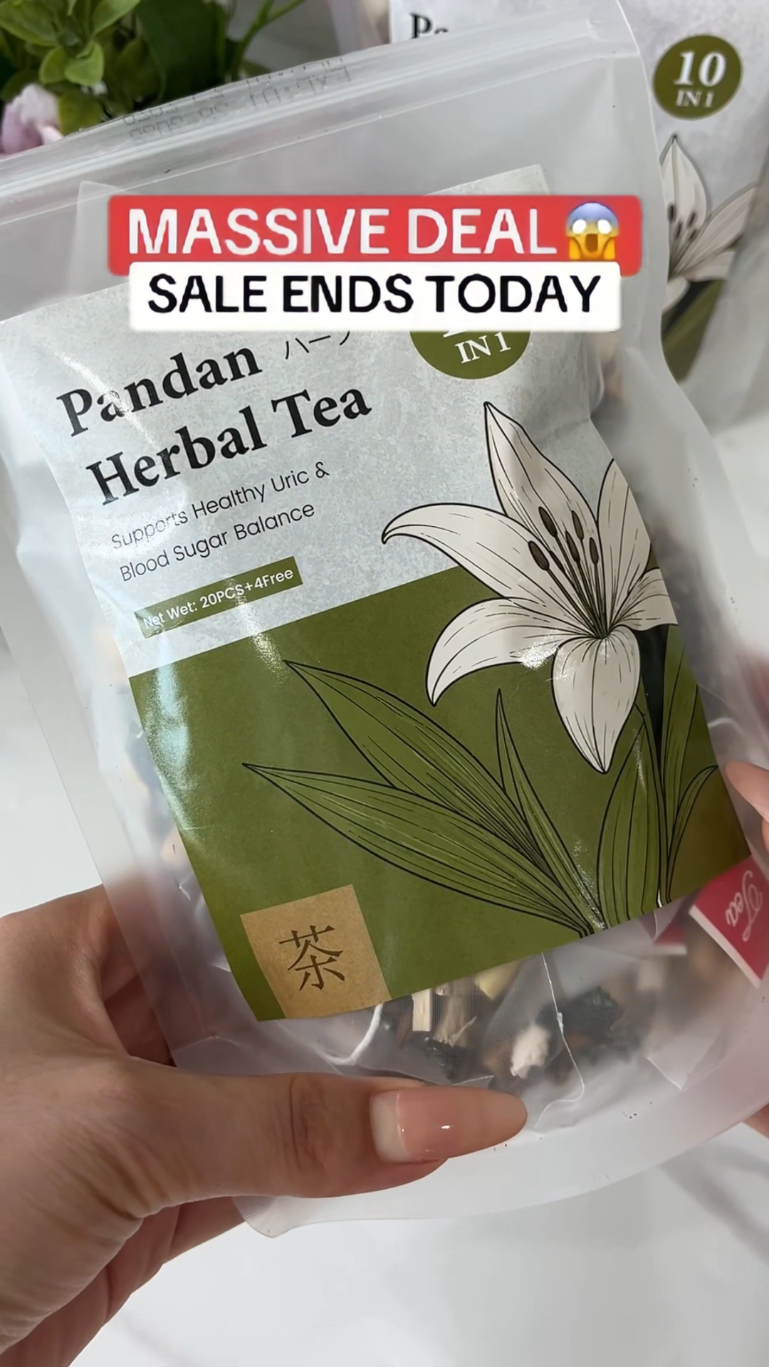 10 in 1 Herbal Tea Pandan Tea Sugar Free Healthy Drink Tea Bag For Soothes stomach