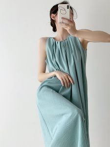 Alisa.sonya เดรสสายห้อยสำหรับแขวนคอแขนกุดผู้หญิงเดรสวันหยุดฤดูร้อน