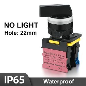Knob Switch with LED 22mm 1NO/2NO/1NO1NC 2/3 Position Self Locking Select Rotary Switch with Light 10A Red Green
