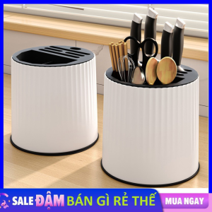 Giá Đựng Đũa Muỗng Dao Kéo Có Khay Hứng Nước Xoay 360 Độ - Kệ Để Thìa Đũa Nĩa Chất Liệu Nhựa PP Cao Cấp - Ống Đựng Đũa Có Lỗ Thoát Nước Để Bàn Decor Phòng Bếp Siêu Xinh