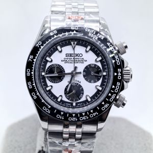 Stainless Steel Dial Modified 40mm Quartz Watch Dial Strap Sapphire Flat Mirror Glass for Japan Vk63 Movement with s logo