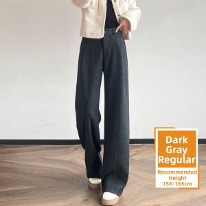 Wool Blend Flare Pants with Lining Warm Petite Friendly Tweed Trousers