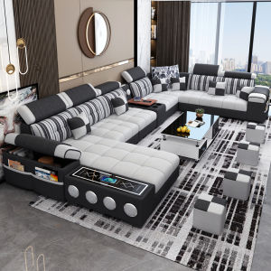 Modern Simple Style U-Shape Cotton Linen Fabric Sofa Technological Cloth Art Living Room Large Size Home Furnishing New 2025