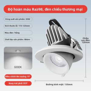 TONGZHIGUANG | Đèn LED Chiếu Sáng Chống Lóa Cao CRI 4500K 1 Đơn Vị