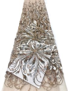 luxury african fabrics Sequins Pearls Lace Fabric High Quality French Heavy Beaded Tulle Lace Fabric Nigeria For Bridal Dress