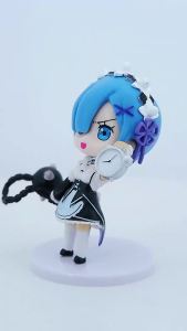 Bandai | 1/7pcs Life in A Different World From Zero Anime Rem Kawaii 9CM PVC Model Desktop Decoration Figure Doll Kawaii Gifts Toys