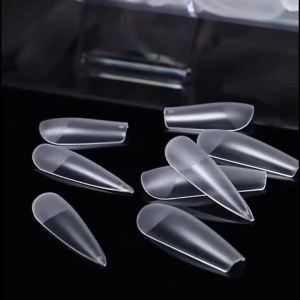 120Pcs False Nails Semi-Frosted Clear Coffin Fake Nail Tips Press on Nails Soak Off Full Cover Nail Capsule For Extension