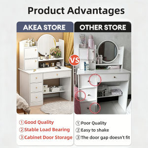 Dressing Table with Drawers Organization Dresser with Led Light Mirror Nordic Home Bedroom Multi-Functional Vanity