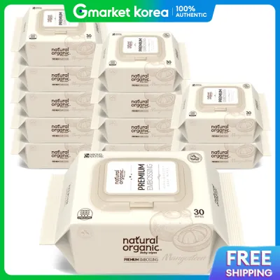 Natural Organic | Natural Organic Baby Wipes Premium Embossed Portable Cap Type 30 Sheets 12 Packs