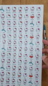 Sticker khen chữ Tiếng anh MÈO KITTY - Combo 40k 5 tờ A4 x 129 sticker
