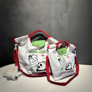 Embroidered Korean-Style Crossbody Bag Large Capacity Travel Tote for Mothers with Magnetic Buckle Nylon Cloth Casual Scenario