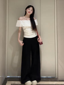 เสื้อเชิ้ตแขนสั้นผู้หญิงสไตล์ฝรั่งเศส ดีไซน์เก๋ไก๋ แขนกุด คอวี แขนสั้น ทรงเข้ารูป ผ้าฝ้ายผสมโพลีเอสเตอร์