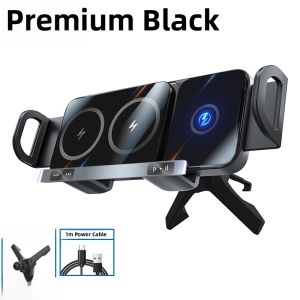 New Car Phone Holder Foldable Screen Wireless Charging 15W Large Screen Rotatable Mobile Phone Stand for Car Air Outlet