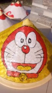 Caping Petani Lukis Anak Karakter Doraemon - Topi Cetok Petani Sawah Anak