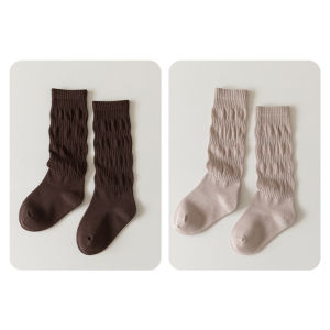 Girl Socks Spring and Autumn Pure Cotton Kids Boneless Tube Socks K-style Retro Pure Color Girls Loose Stockings Autumn