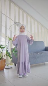 Hirihita Lulu A087 Baju Gamis Dress Lulu Anak Perempuan Sablon Cat Moon Kucing Bulan 12 Warna 1-12 Tahun
