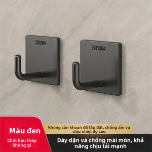 Móc Dán Đa Năng Bằng Thép Không Gỉ Để Sắp Xếp Nhà Bếp Phòng Tắm Không Cần Khoan Màu Đen/trắng/bạc