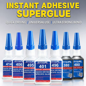 LOOLIFL Super Glue 401 406 414 480 495 496 380 480 Cyanoacrylate Instant Adhesive Suitable for Super Bonding of All Materials