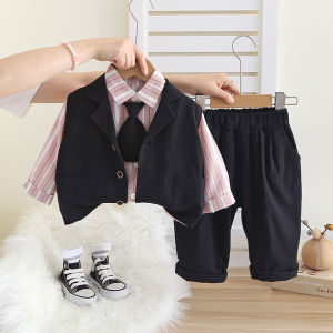 Boys Birthday Performance Suit Set Baby Spring Autumn Cotton Blend Fabric British Style Small Suit Child Outfit Boys Clothes