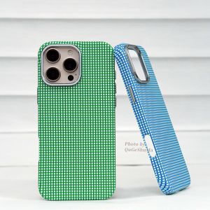 Ultra-Thin Magnetic Grid Pattern Mobile Phone Case Fun Playable Green Blue Design Full Cover Anti-Fall Compatible with 15Pro 14PM 16ProMax