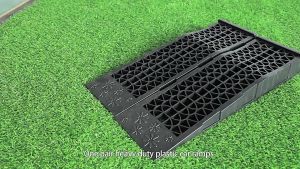 Ramp รองล้อยกรถ ตัวเตี้ย(สำหรับรถโหลด)ความจุ 3500 กก. ทางลาดสำหรับรถหนัก 70 ซม. พลาสติกแบบพกพากำลังโหลดทางเข้าทางลาดลิฟท์ซ่อมบำรุงรักษาแจ็คลิฟท์เครื่องมือ