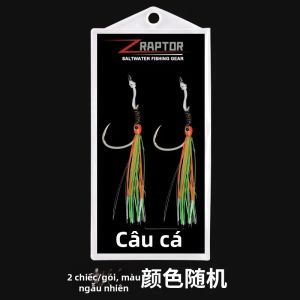 Móc Câu Cá Thép Carbon Cao Cấp TEASER 2 Chiếc Mồi Câu Kim Loại Phát Sáng Nước Mặn Móc Đơn/kép Có Ngạnh Dùng Cho Câu Cá Trên Thuyền Biển