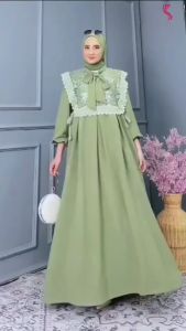 Queena Dress Gaun Pesta Wanita Dewasa Jumbo Bahan Crinkle Inner Outer Brokat Terbaru 2025 Mewah