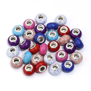 20pcs 14mm Resin Beads Colorful Imitation Stone Texture Large Hole Bead for DIY Charms Bracelet Jewelry Making Material Supplies
