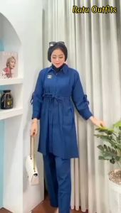 Setelan tunik kekinian long tunik one set tunik set wanita