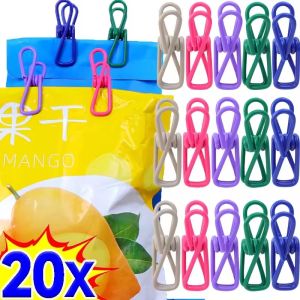 20Pcs Multifunctional Colored Clips / Clothes Pins / Kitchen Food Snacks Bag Sealing Pins / Home Laundry Clothesline Storage