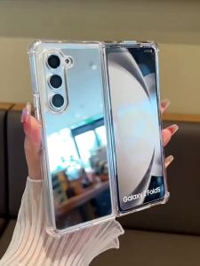 Luxury Mirror Make Up Case for Samsung Galaxy Z Fold 7 6 5 4 3 fold7 zfold Fold6 Hard Airbag Bumper Shockproof Ultra Slim Cover