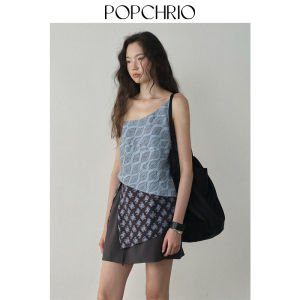POPCHRIO | Thiết Kế Phong Cách Resort Đồ Hai Mảnh Hình Hoa Giả Áo Dây Asymmetric