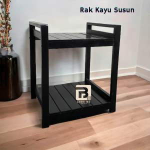 Rak Kayu Susun Serbaguna Rak Dispenser Galon 2 Tingkat