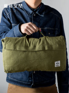 Retro Japanese Style Cotton Square Pillow Portable Handheld Detachable Outdoor Camping Pillow Long Waist Pillow