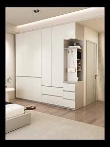 Bedroom Wardrobe Customize Small Unit with Storage Cabinet & Side Curboard