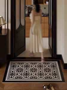 Brook French Style Leather Door Mat Customizable Entryway Floor Mat Dustproof Dirt Resistant Square Rectangle Longitudinal