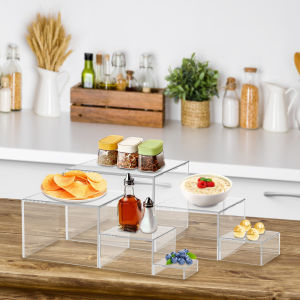 6Pcs Acrylic Buffet Riser Cubes Food Display Stand Stackable Table Dessert Cupcake Stand Wedding Party Buffet Food Display Decor