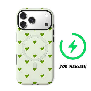 green heart Phone Case for iPhone 18 17 16 15 14 13 12 11 Air Pro Max Plus Double-layer Cover