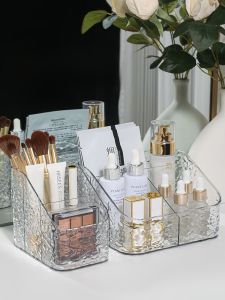 Luxury Acrylic Cosmetic Storage Box Lipstick Skincare Products Large Capacity Organizer Shelf Wave Pattern Desktop Storage Box