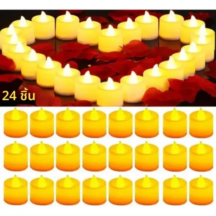 เทียน LED 24 ชิ้นเทียนไร้ตําหนิแบตเตอรี่ดําเนินการ, 200 + ชั่วโมงเทียน ...