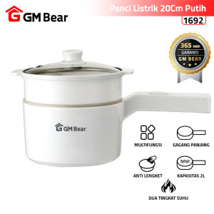 [Diskon Up To 80%] GM Bear Panci Listrik Keramik 2L Portabel Anti Lengket Kosan Mahasiswa (2 in 1) 1692 - Portable Electric Cooking Pot Cooker Ceramic