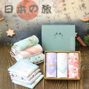 Pure Cotton Handkerchief Ladies Sweat Absorbing Pocket Size Japanese Style Graduation Gift Souvenir Box Hand Towel