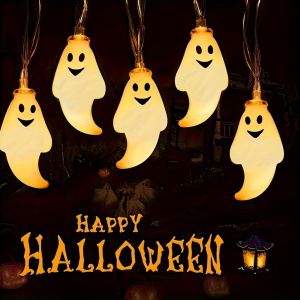 1PC Cute Ghost Halloween String Lights Battery Operated Fairy Lights for Party Room Decorations