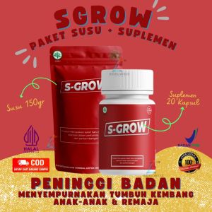 S-GROW Paket Perkembangan Anak - Susu & Suplemen Kalsium Kering dan Bahan Tumbuh - Multi-Pack 20 Capsules - Pelangi