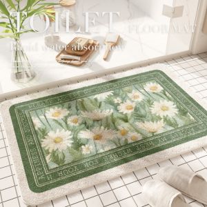 VIKAMA Retro Arch Floral Bathroom Floor Mats Bathroom Quick Drying Water Absorbent Non Slip Rugs Home Decor Foot Mats