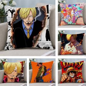 Bandai | One Piece Yamato Wano Arc Anime Plush Pillow Cover Soft Short Plush Cushion Cover For Sofa Bedroom Home Decor Gift Decoration